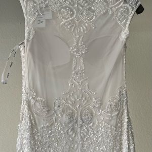 Full length white wedding/formal sequence tank dress